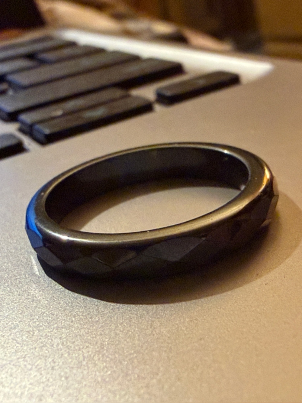 Faceted Black Diamond Cut Ring